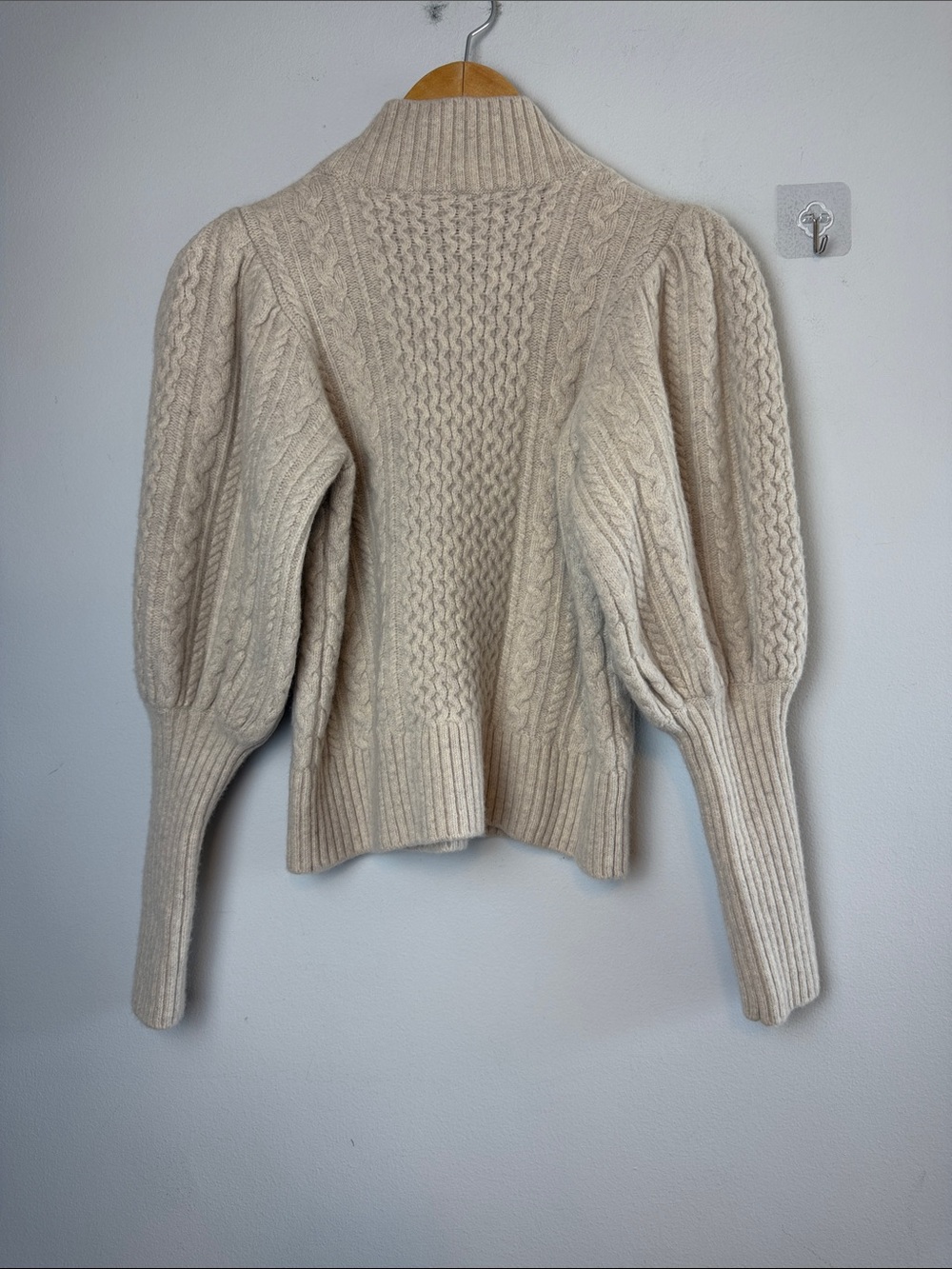 Sea New York Cable Stitch Sweater Extrafine Merino Wool in Barley Small Luxury - Picture 11 of 16